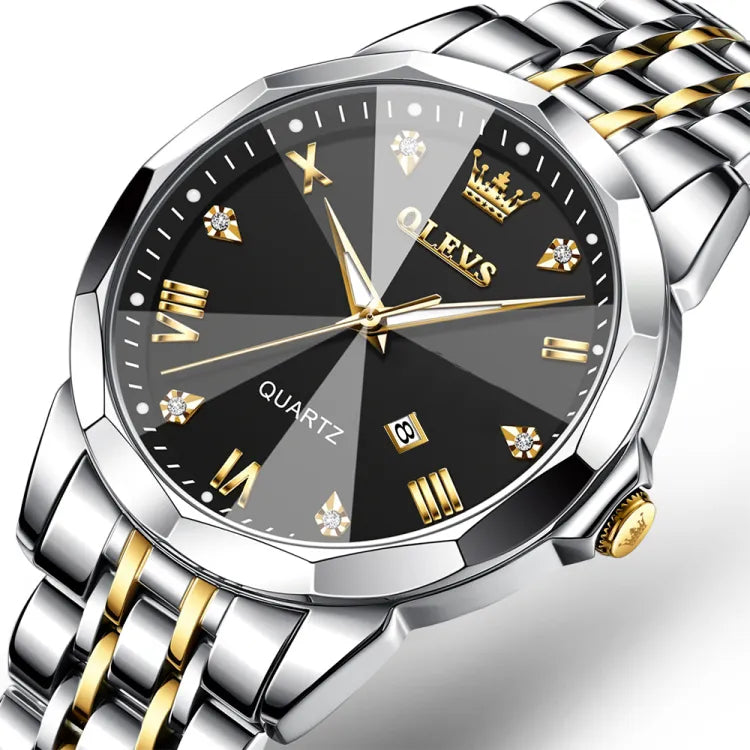 Butter Fly Lock Olievs Stainless Steel fashionable Couple watches +1pcs chain cutter+ 2 pcs battery Full Black