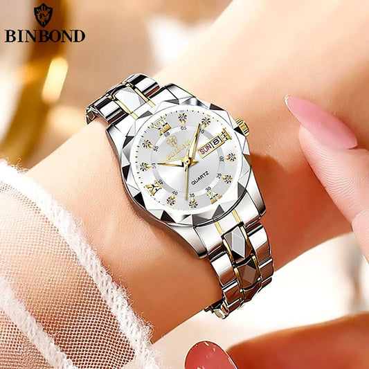 BINBOND Top Brand Luxury Fashion Couple Watches 30M Week Date Clock Sport Quartz